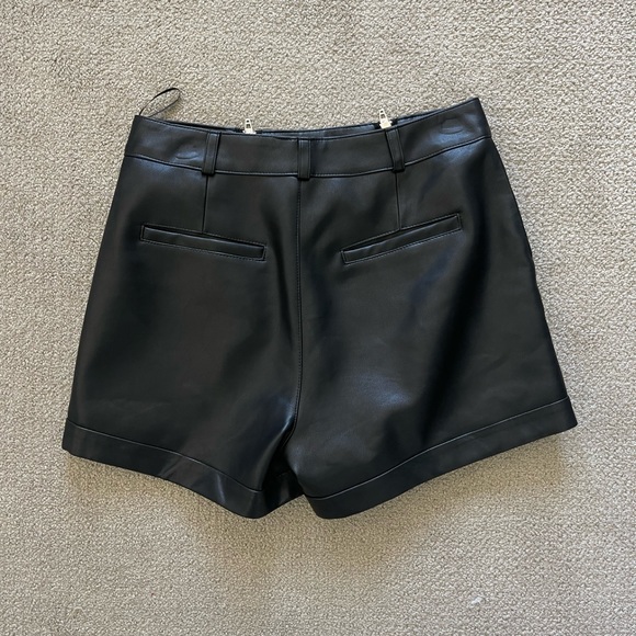 Revolve Faux Black Leather Shorts with Double Zippers - Picture 6 of 7